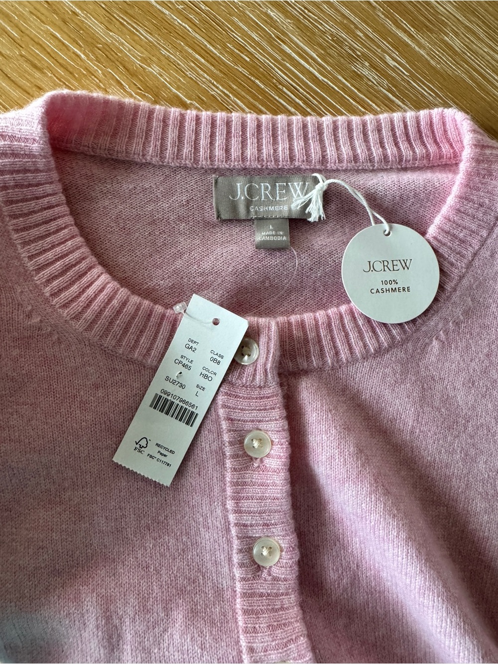 NWT J. CREW Women's Perfect Cashmere Cardigan Heather Bouquet Pink Size Large - Picture 11 of 13